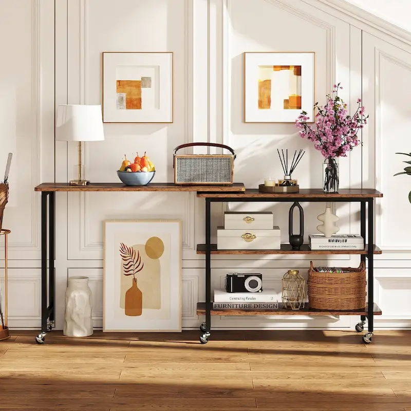 Gymax 360 Free Rotating Sofa Side Table Mobile L-shaped Laptop Table - See Details