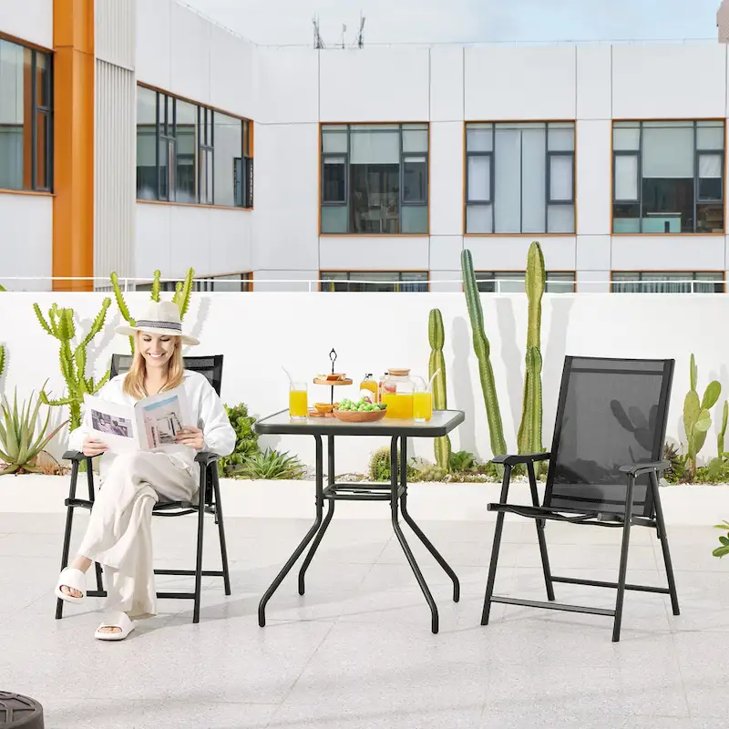 Yaheetech 4pcs Folding Dining Chairs Patio Dining Chairs with Backrest and Armrests