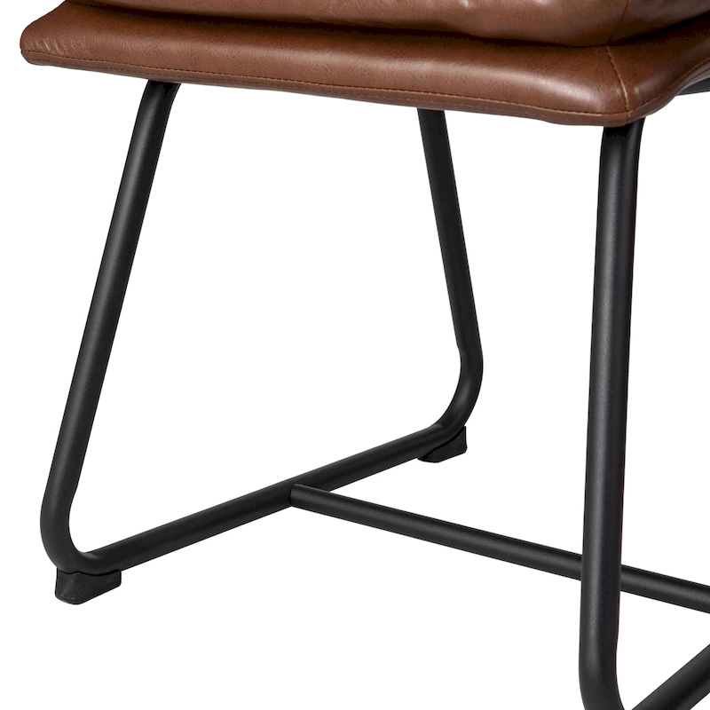 Glitzhome Set of 2/4 Modern PU Leather Thick Upholstered Side Dining Chairs with Metal Legs