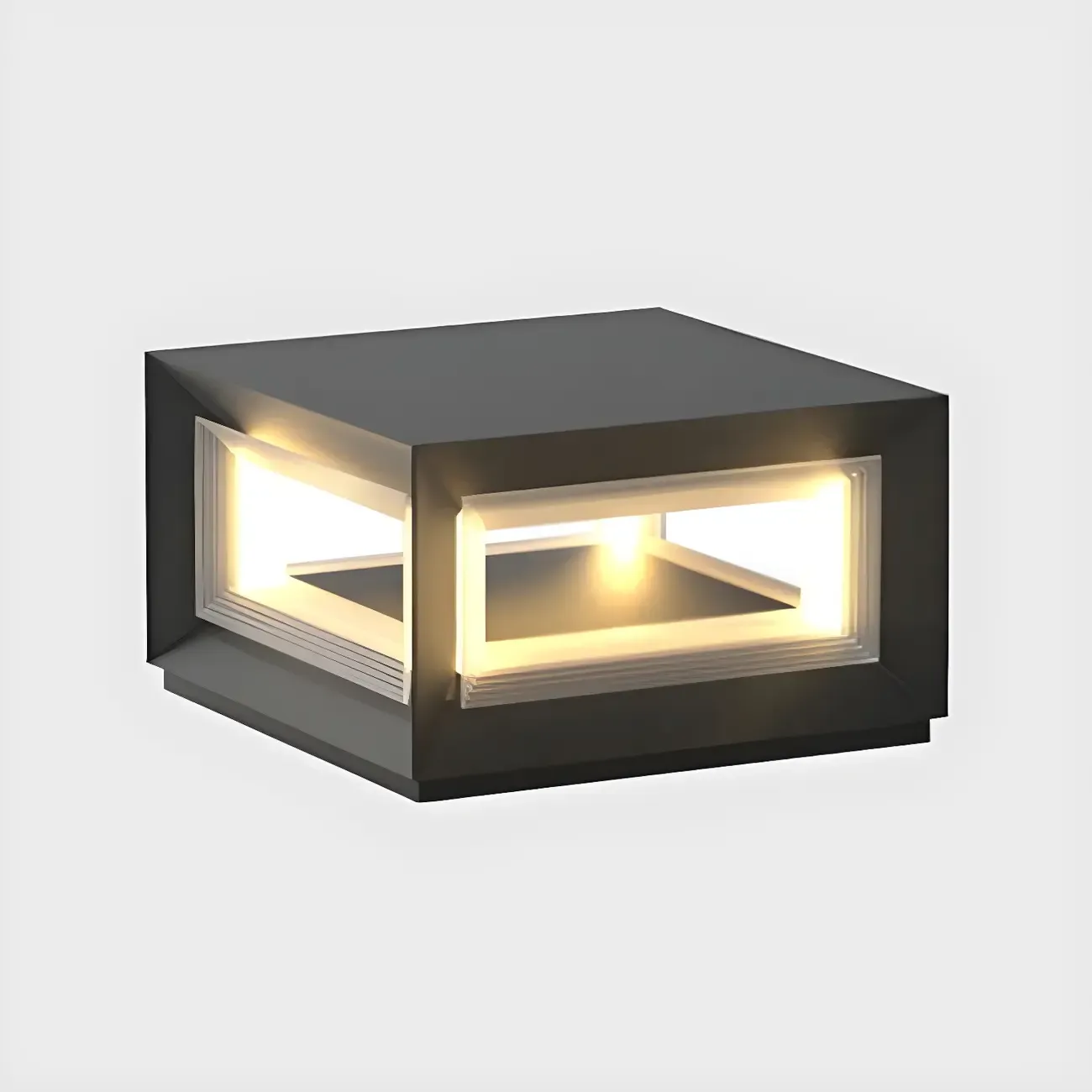Modern Metal Black Geometric LED Post Cap Light