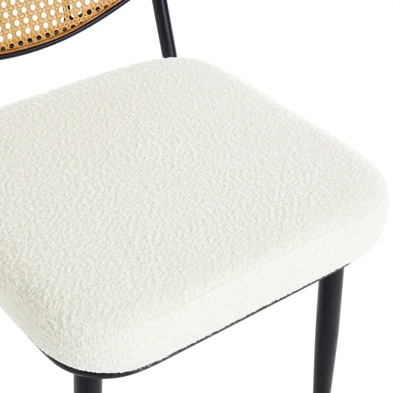 Upholstered Rattan Dining Chairs Side Chair Set of 2 - 33.86H x 18.9W x 22.83D