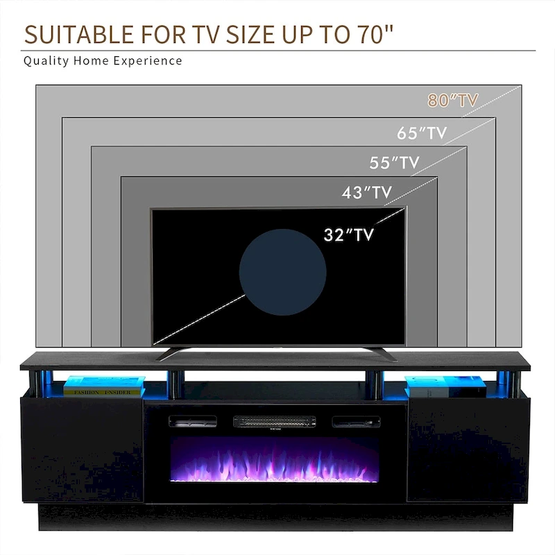 70 Fireplace TV Stand with 36 Electric Fireplace