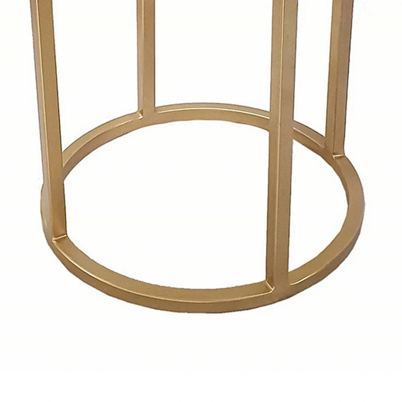 18 Inch Accent Side Table, 3 Tier Design, White Agate Top, Gold Iron Base