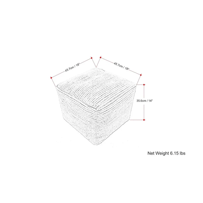 WYNDENHALL Bayhill Boho Square Pouf in Cream Polystyrene Filling