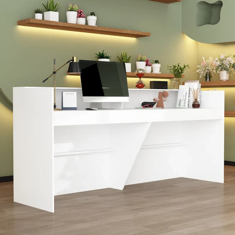 Reception Desk with Counter, Modern Front Desk Reception Room Table