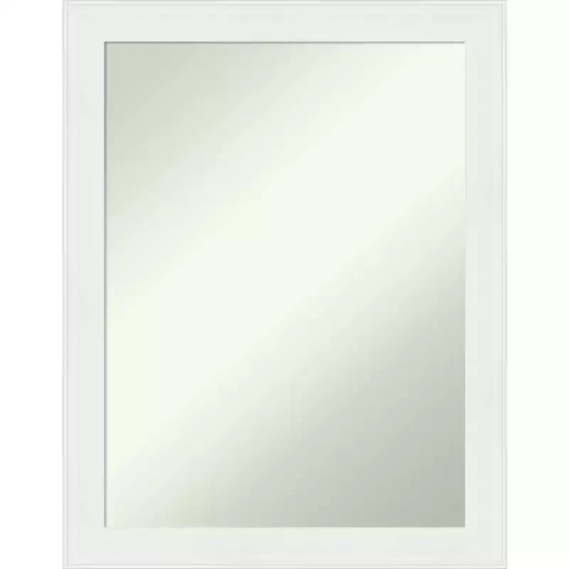 22" x 28" Non-Beveled Vanity White Narrow Wall Mirror - Amanti Art