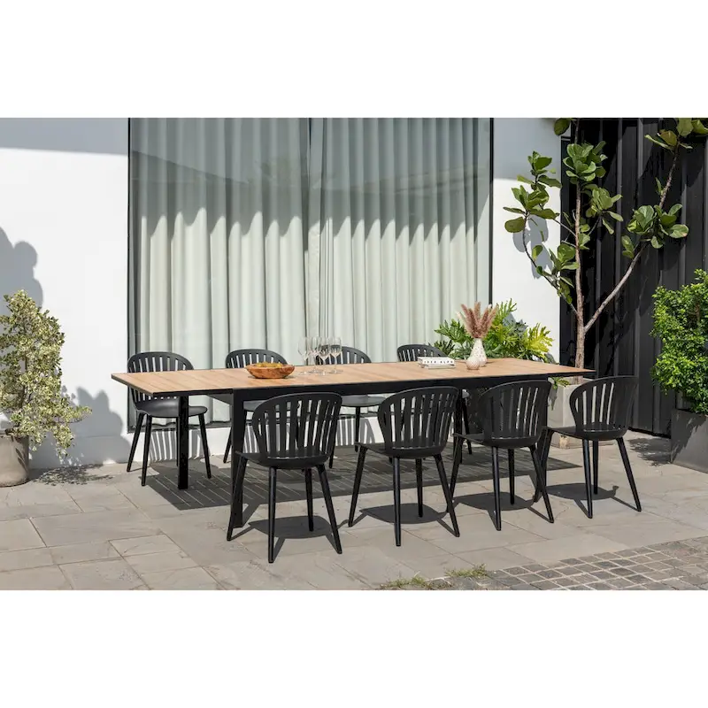 Amazonia Petherson Aluminum Outdoor Patio Dining Set - Black Chairs