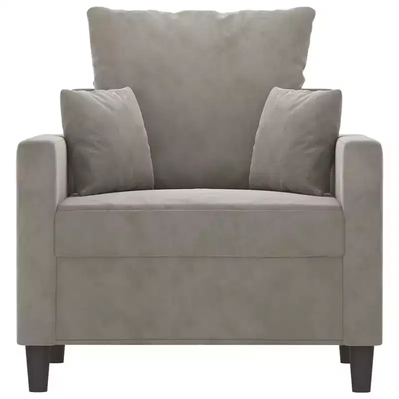 vidaXL Sofa Chair Living Room Accent Upholstered Chair with Armrest Velvet - Light Gray 23.6