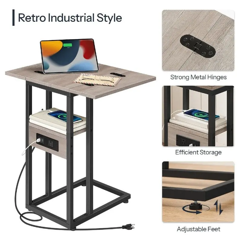 Foldable End Table - 15.4D x 10.2W x 25.2H