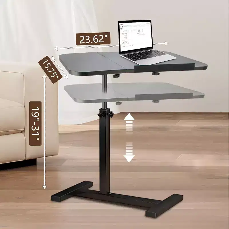 Adjustable Height Standing Desk with Hidden Wheels,Computer Desk Side Table with Tilting Split Top for Office, Sofa, Care Bed