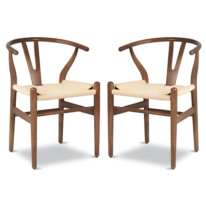 Poly & Bark Weave Chairs - Solid Wood Frame (Set of 2)