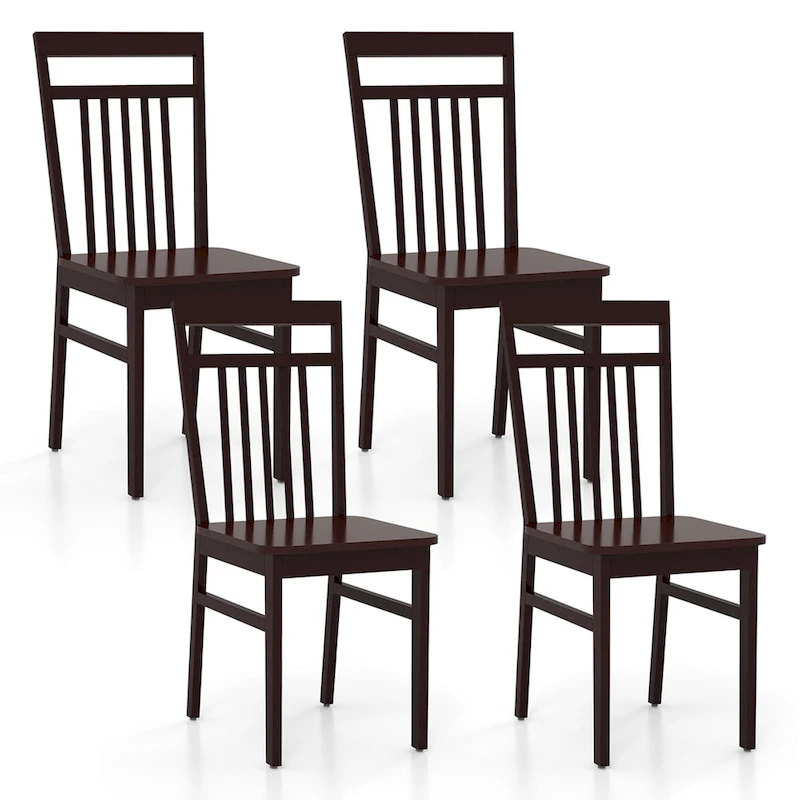 Costway Farmhouse Dining Chair Set of 2/4 Armless Wooden Chair with