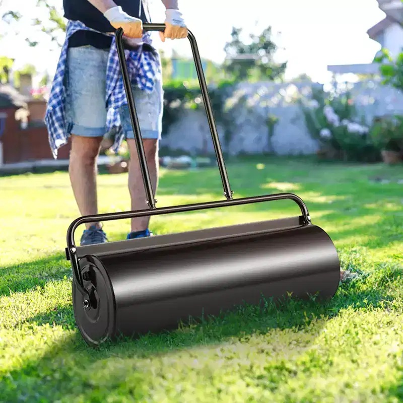 VEVOR Lawn Roller, 17 Gallon Sand/Water Filled Yard Roller,Steel Sod Roller with Easy-turn Plug and U-Shaped Ergonomic Handle,for Lawn, Garden,Black