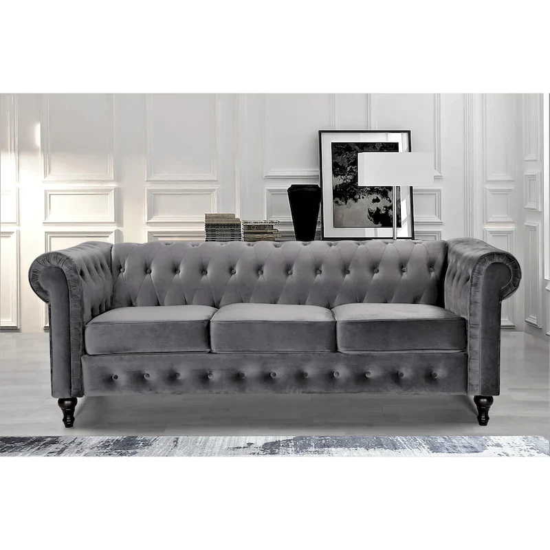 Brooks Classic Chesterfield 3-Piece Living Room Set-Chair Loveseat & Sofa