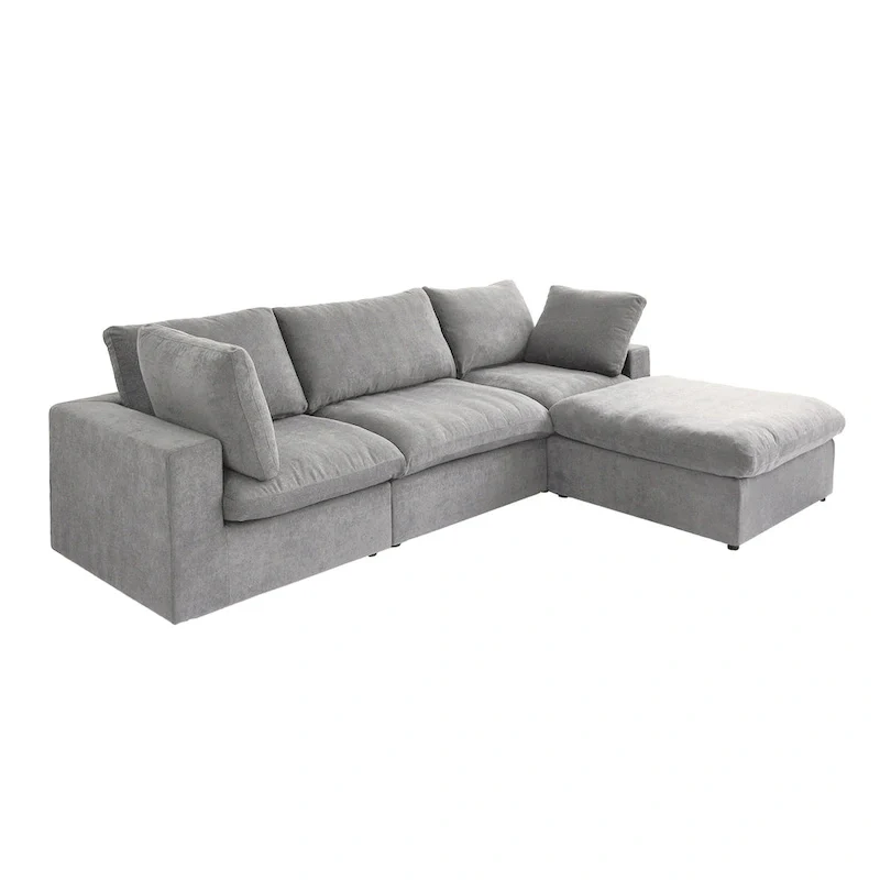 L-shape Linen Upholstered Sectional Sofa Couch