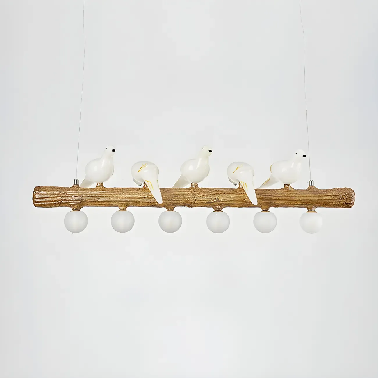 Rustic Wood LED Bird Island Chandelier