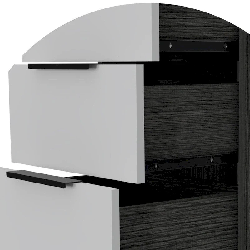 Wood Modern 5 Drawer Dresser Chest with Metal Glides and Handles