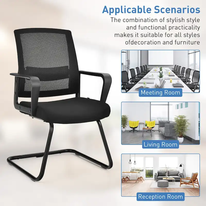 Gymax Set of 12 Conference Chairs Mesh Reception Office Guest Chairs