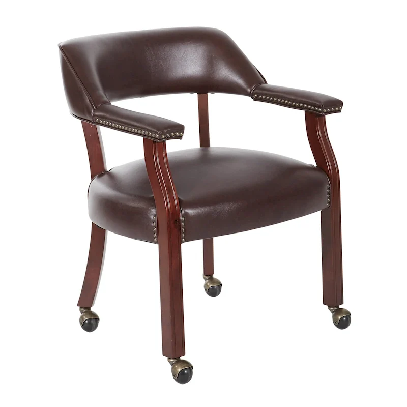 Oxblood Red Guest Chair with Mahogany Frame