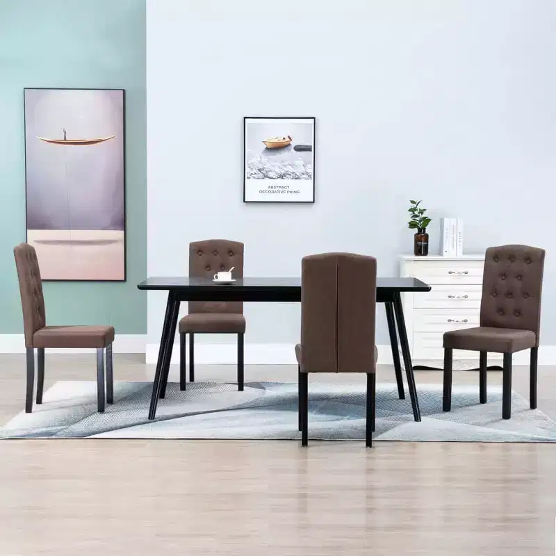 CLIHOME Modern Dining Chairs with Solid Wood Legs, Soft Upholstered Kitchen & Dining Room Chairs(Set of 4)