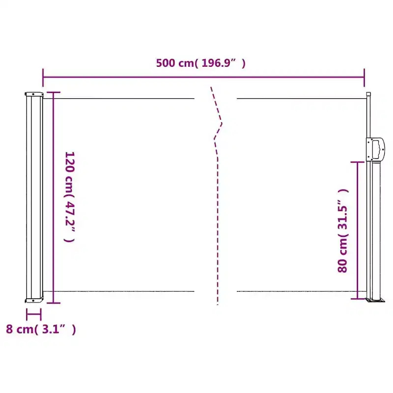 vidaXL Retractable Side Awning Anthracite 100% polyester with PU coating