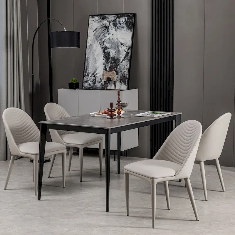 Fully Assembled Microfiber Leather Upholstered Dining Chairs, Set of 2 - 22.44D x 18.5W x 32.28H