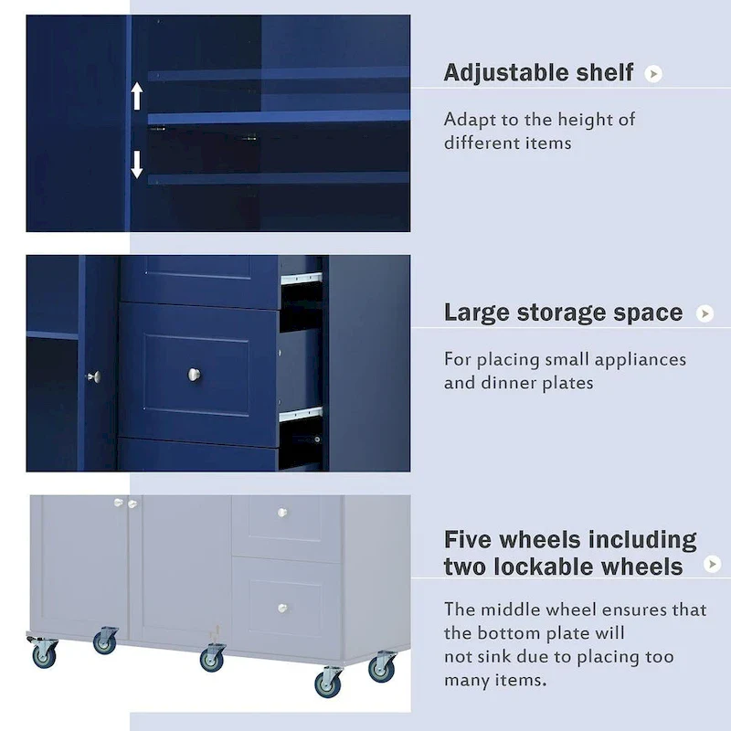 Rolling Mobile Kitchen Island with Wheels Drop Leaf, Solid Wood Top