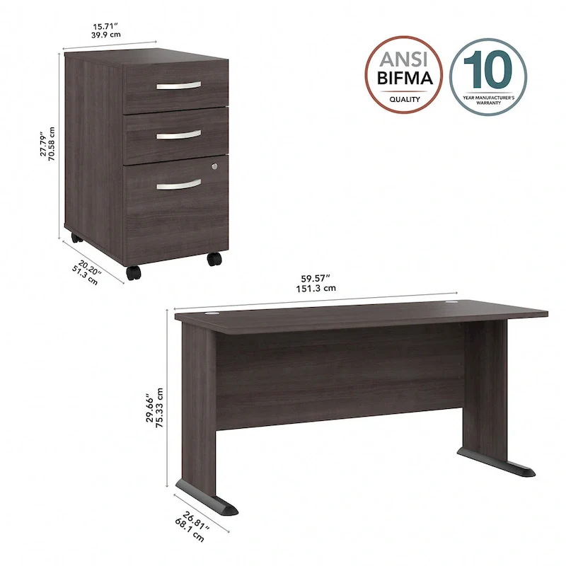 Studio A 60W Computer Desk with Drawers by Bush Business Furniture