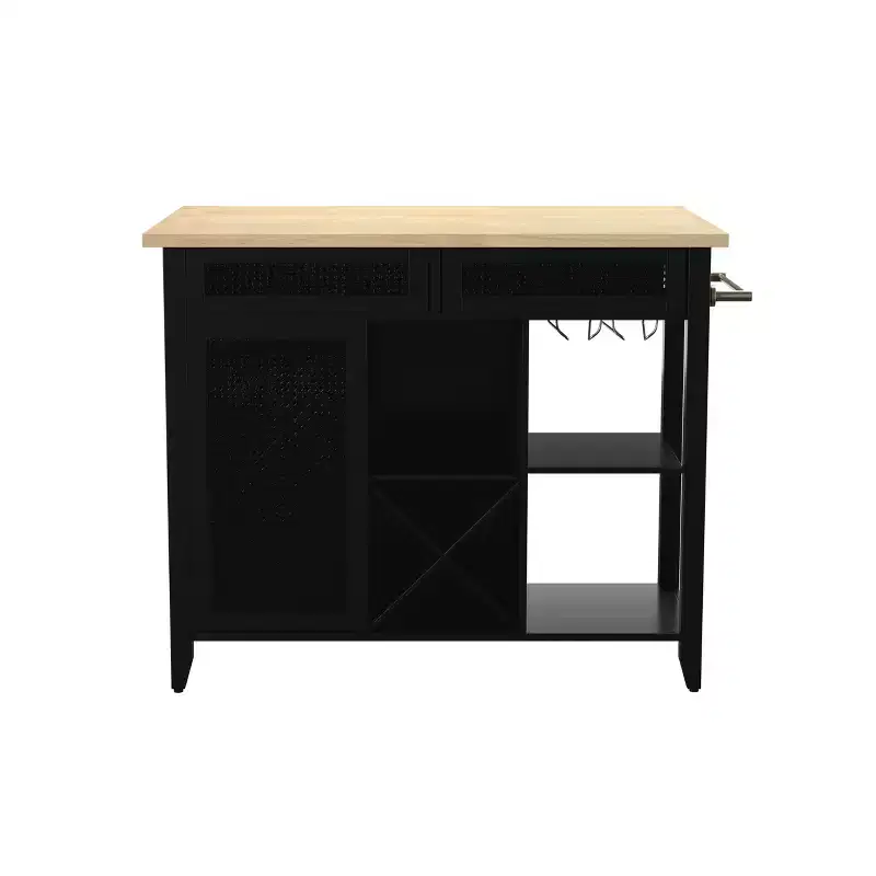 Bramlage Expandable Freestanding Kitchen Island - Black - SEI