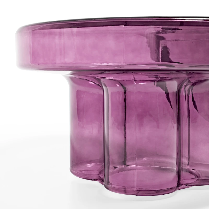 Modern Artistic Flower Glass Round Coffee Table Side Table