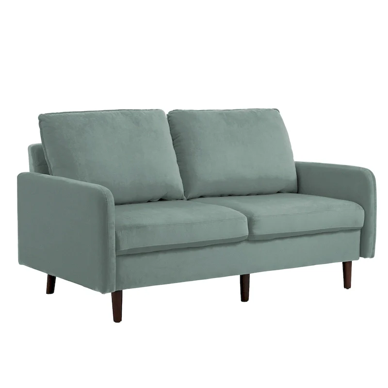 Modern Loveseat Velvet Wood Legs Sofa