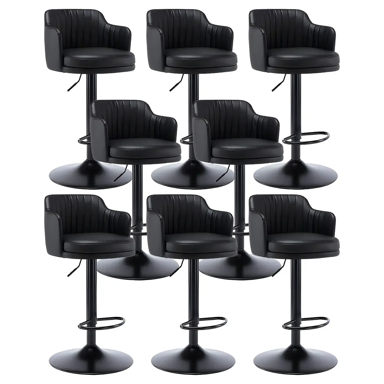 Modern Leather Armrests Swivel Adjustable Bar Stool
