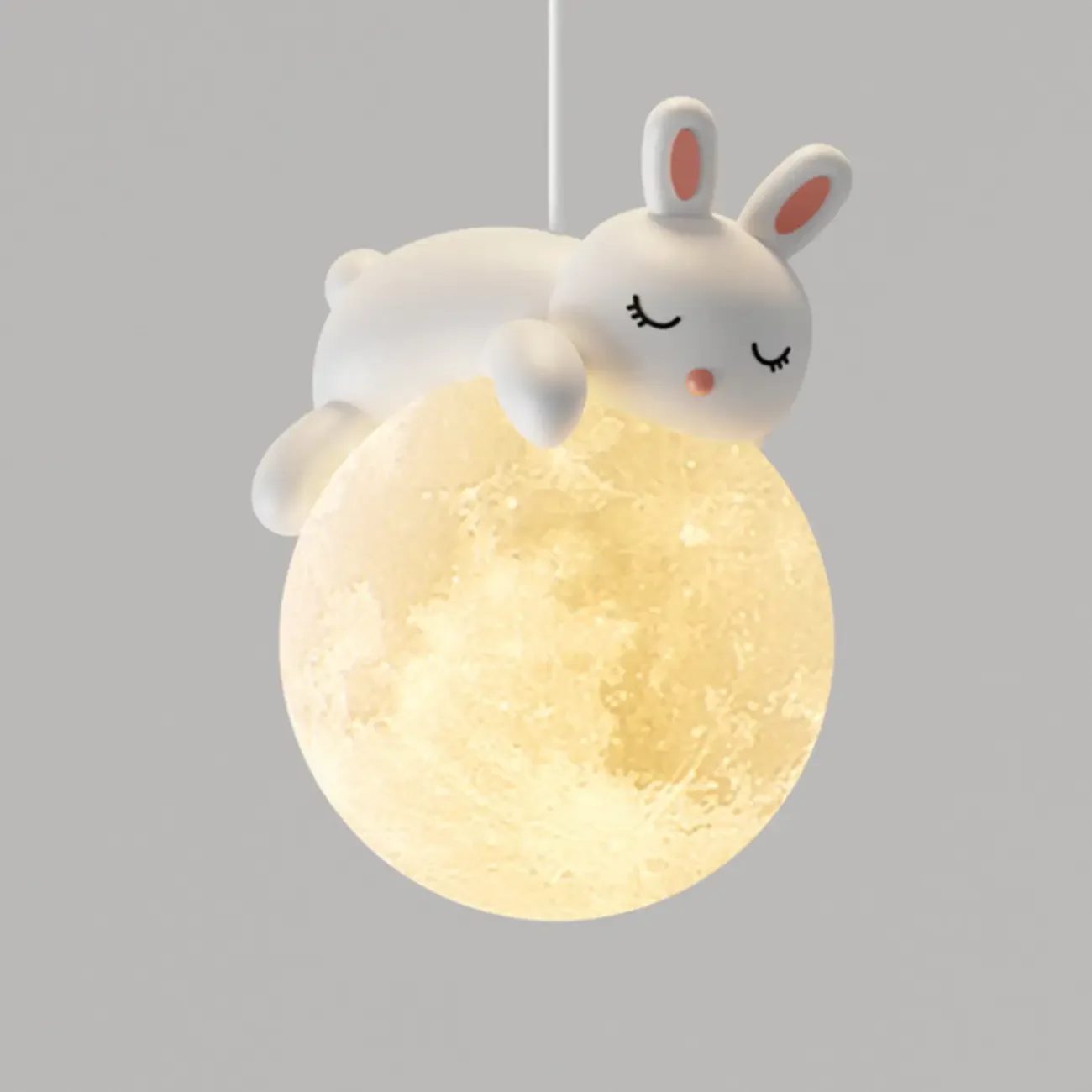 Cartoon Animal White Metal Acrylic Globe Pendant Light