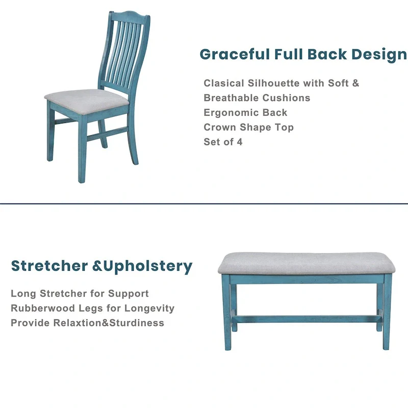 Merax Mid-Century 6-Piece Wood Dining Table Set