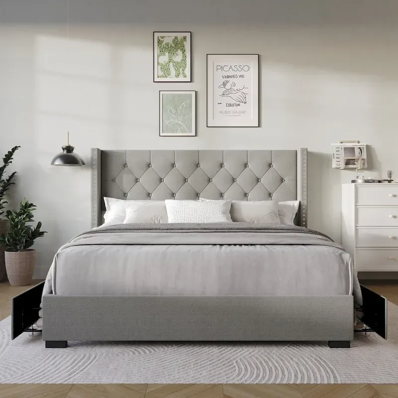 Greeley Full Tufted Upholstered Storage Platform Bed