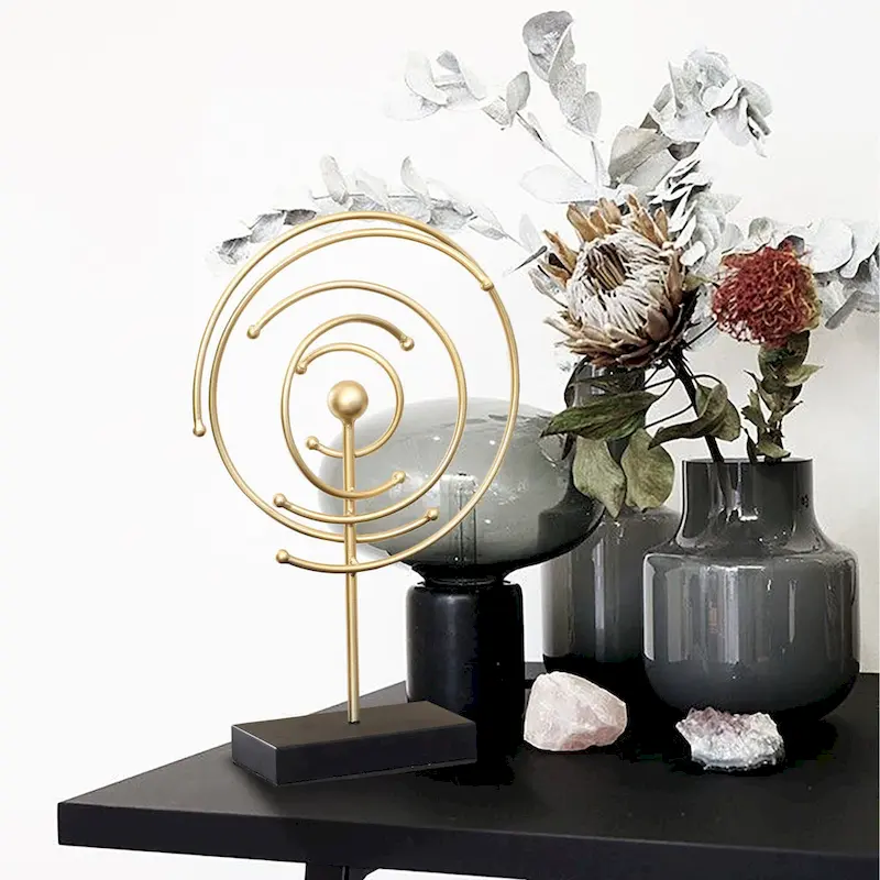 Celestial Orbit Gold Metal Abstract Sculpture