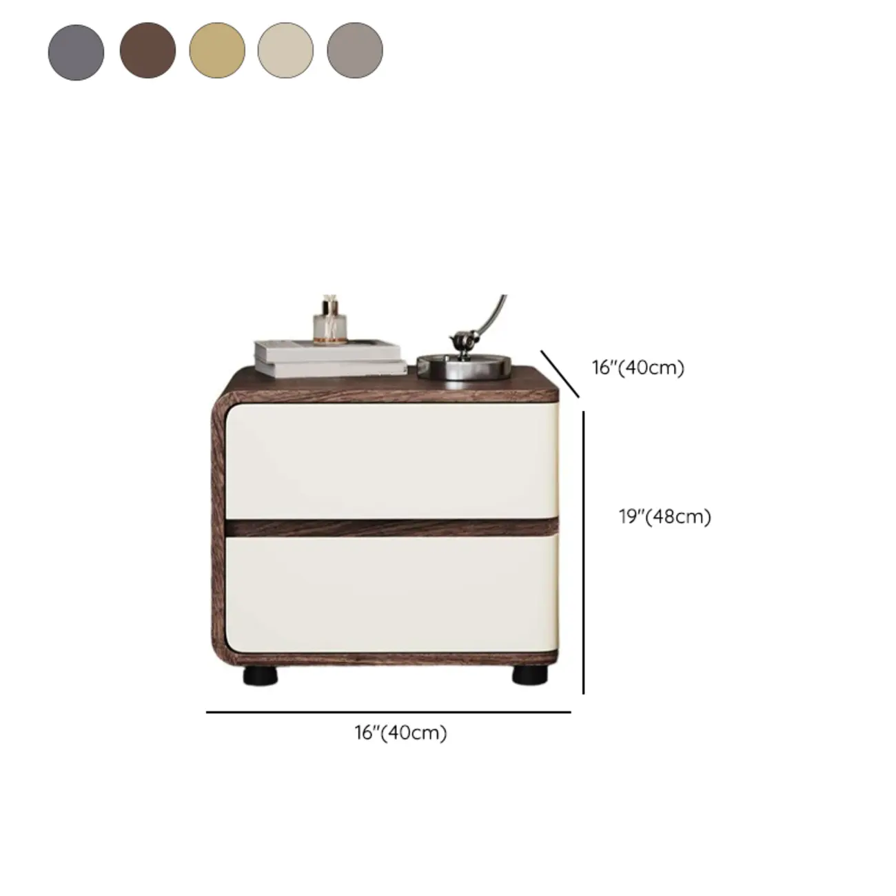 Modern Narrow Wooden Nightstand with 2 Drawers