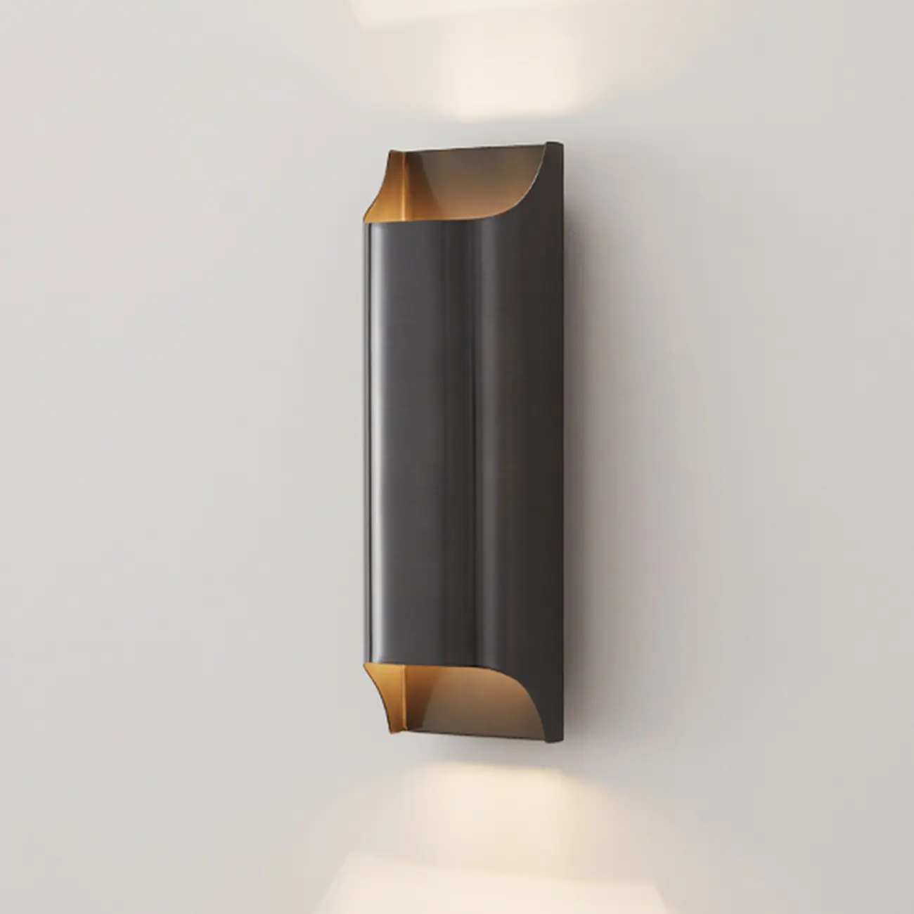 2-Light Copper LED Wall Lamp in Gold/Black Finish