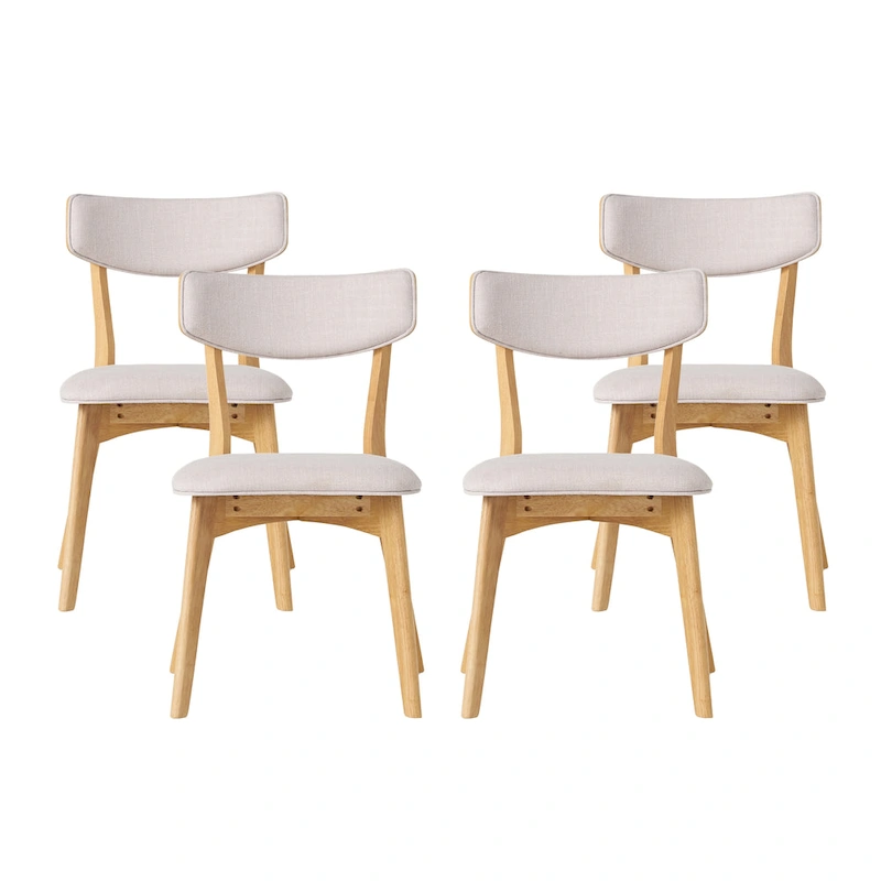 Chazz Mid-Century Modern Upholstered Rubberwood Dining Chairs (Set of 4) by Christopher Knight Home