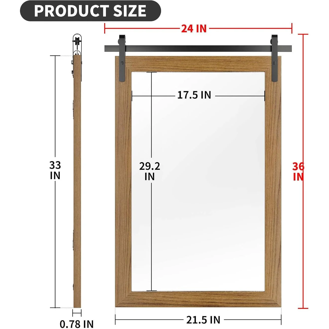 Rural Style Wall Mirrors Farmhouse Bathroom Mirrors Barn Mirror Vanity Mirror with Wood Framed(1 Piece)