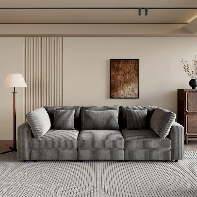 3 Seater Sofa with Removable Back Cushions and 5 Pillows