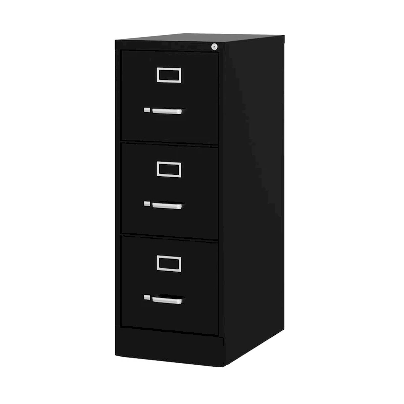Vertical File Cabinet with Lock - Grey/Beige/Black, 3-Drawer