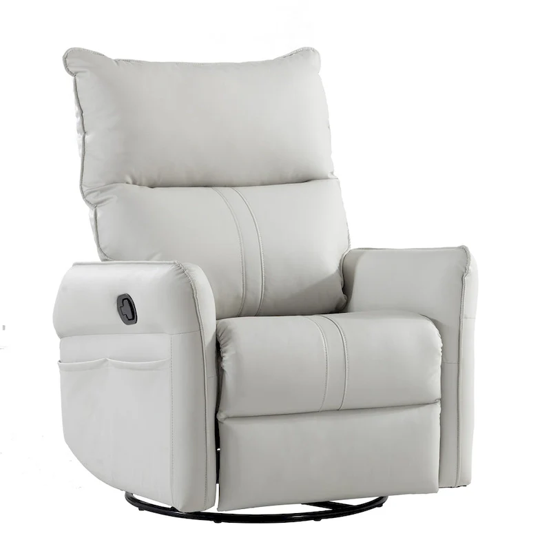 Modern Small Rocking Swivel Recliner Chair with Overstuffed Seat
