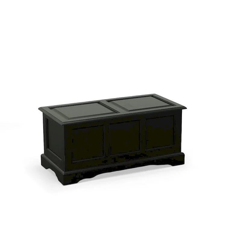 Black Wood Veneer Top Blanket Chest, 1-Person Assembly