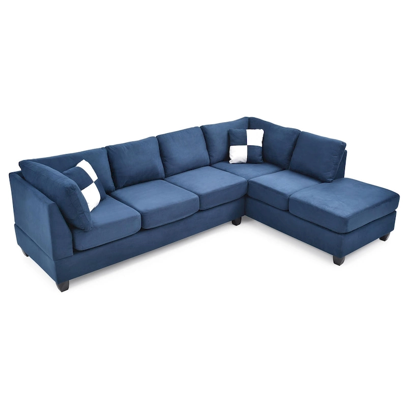 Malone 111 in. Suede 4-Seater Sectional Sofa with 2-Throw Pillow - 111 L x 78 W x 34 H