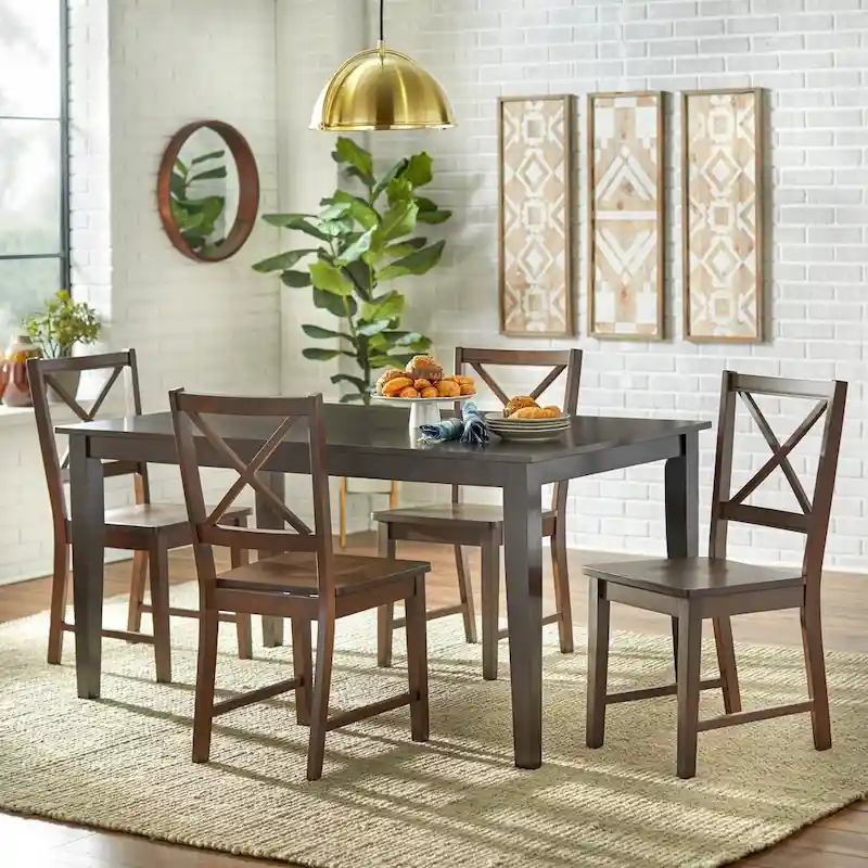 Espresso Cross-Back Dining Set | Seats 4 or 6