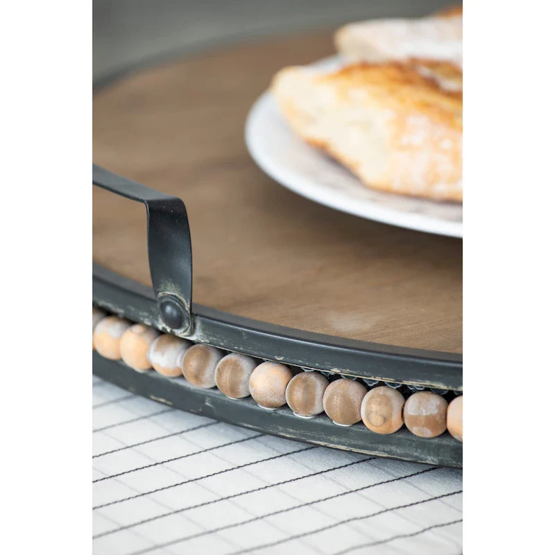 A&B Home Wood Bead Tray with Metal Handles