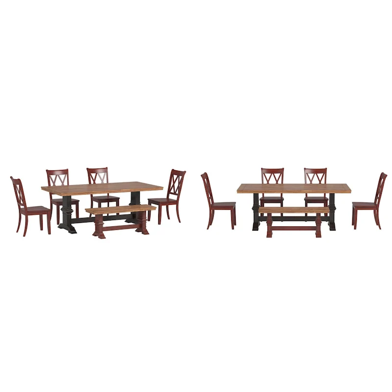 Ronda 78.7 Rectangular Solid Wood Top Dining Set with X-Back Chairs