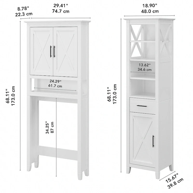 Key West Tall Linen Cabinet and Space Saver by Bush Furniture