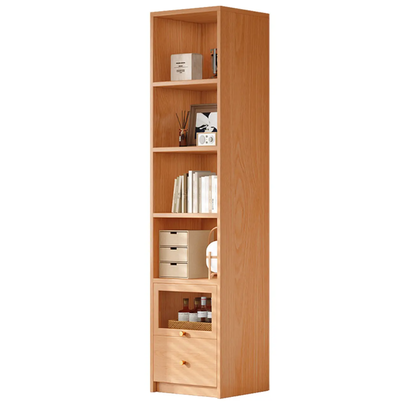 78.7''H Modern Cherry Wood 5-Tier Display Bookcase